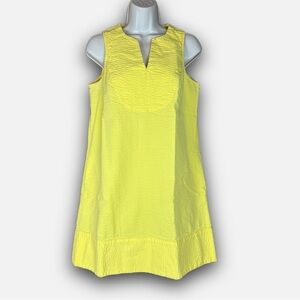 Bright Yellow Waffle Wide Hemmed Mini A Frame Dress with Side Pockets